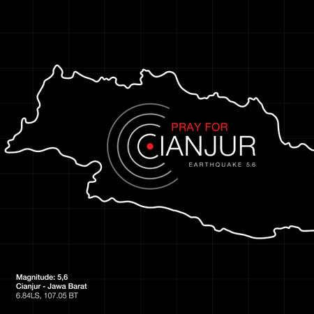 Pray for Cianjur earthquake magnitude 5.6, the symbol of humanity and solidarity for earthquake victims in Cianjur, West Java province of Indonesiaのイラスト素材