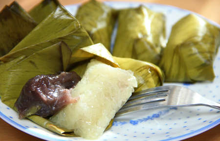 Banana leaf wrapped snackの写真素材