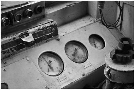 Old railway control room の写真素材