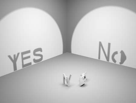 Yes or No text in shadow for choiceの写真素材