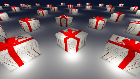 Gift box in snowy at Northpole on Christmas and new year day