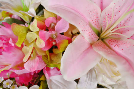 colorful of bouquet plastic flowers in Valentine's Dayの写真素材