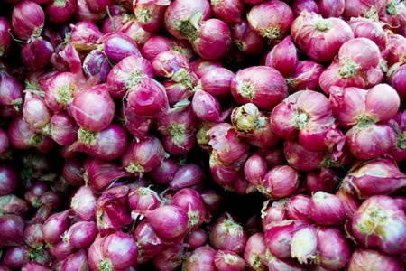 Red onions placed on the background.