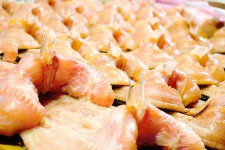 Dried fish was placed in the market.
