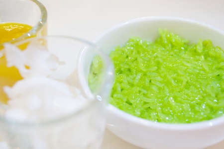 Mango sticky rice is dessert in restaurantの写真素材