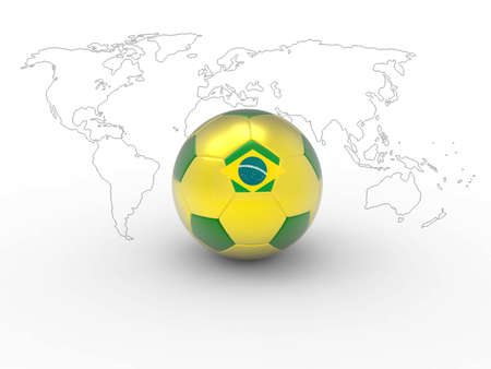 Isolated of soccer ball with Brazil flag colorの写真素材