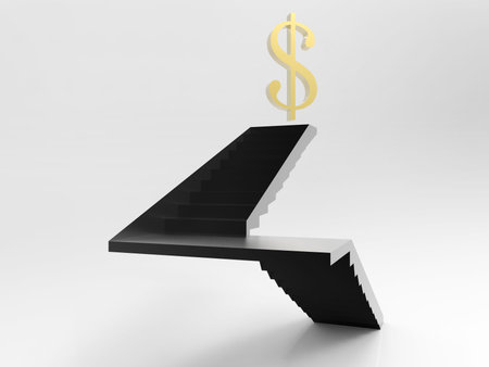 illustration business concept of  ladder and stairway to financeの写真素材