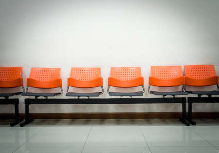 public chair and wall for passengers in stationの写真素材