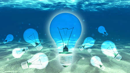 illustration idea concept of Light bulb under waterの写真素材