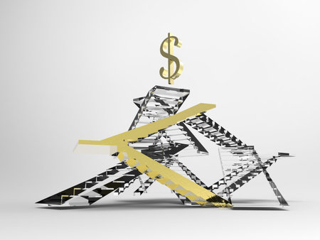 illustration business concept of  ladder and stairway to financeの写真素材