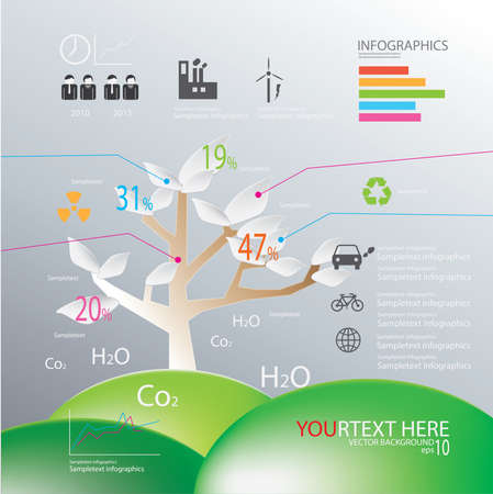 illustration tree vector of Abstract Eco infographic backgroundのイラスト素材