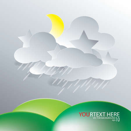 illustration vector of paper rainy cloud  backgroundのイラスト素材