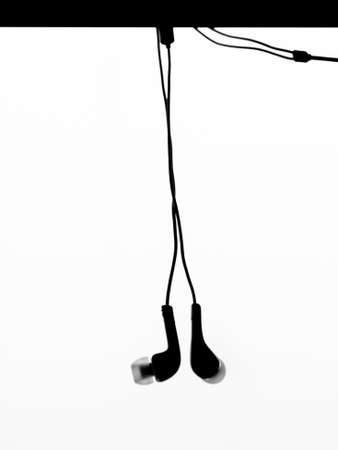 isolate of black and white earphone imageの写真素材