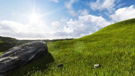 mountain and hill  lanscape with blue skyの写真素材