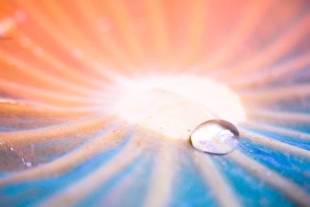 blur and soft focus of water drops on lotus leaf with vintage color background