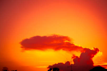 abstract  landscape background of clouds with sunset skyの写真素材
