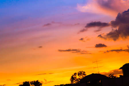 abstract  landscape background of clouds with sunset skyの写真素材