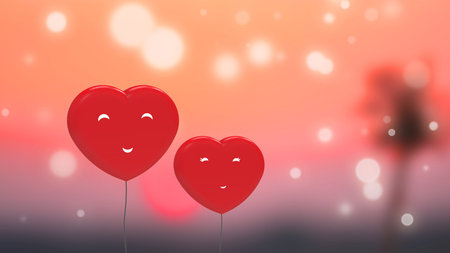 illustration of balloons heart in valentine dayの写真素材