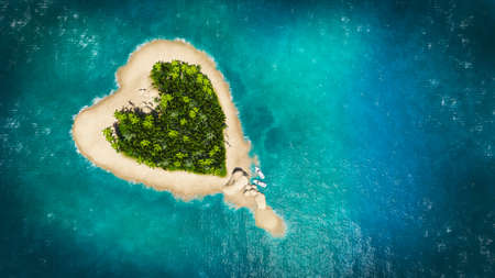 illustration landscape of  heart island in the oceanの写真素材