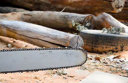 carpenter use Saw blade for cutting timberの写真素材