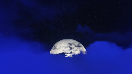 Landscape night of night stars in sky and cloud with moon
