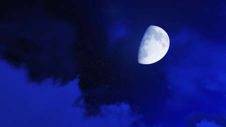 Landscape night of night stars in sky and cloud with moonの写真素材