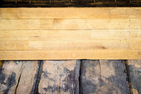 wood floor and dirty wall surface of wooden  for texture backgroundの写真素材