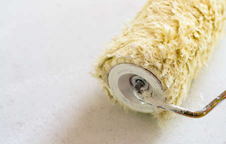 brushes and rollers for paint with blank wallの写真素材