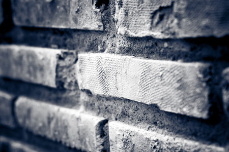 Texture of cement brick with dirty wall in construction house