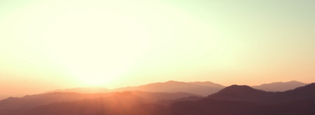 Landscape of Sunrise on mountain with morning light