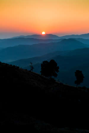 Landscape of Sunrise on mountain with morning lightの写真素材