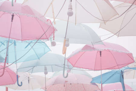 Umbrella pattern with pastel color toneの写真素材
