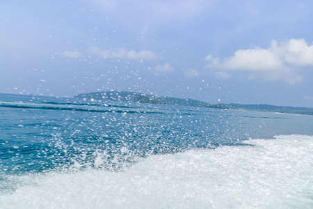 bubble wave of speed boat on the seaの写真素材
