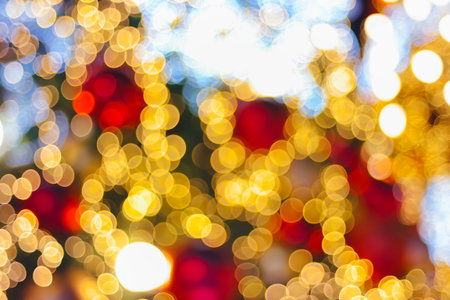 LED light on christmas tree with bokeh blur for christmas and new year dayの写真素材
