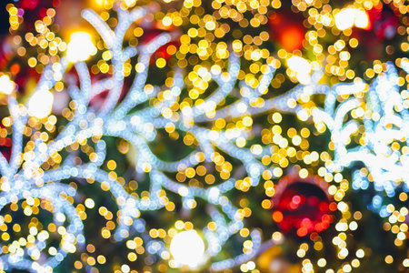 LED light on christmas tree with bokeh blur for christmas and new year day