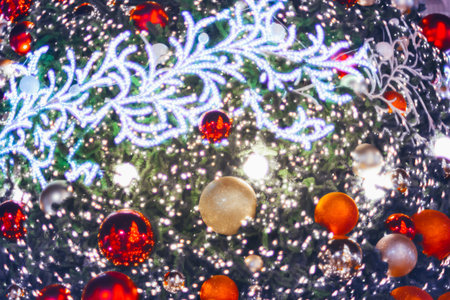LED light on christmas tree with bokeh blur for christmas and new year day