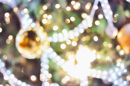 LED light on christmas tree with bokeh blur for christmas and new year dayの写真素材