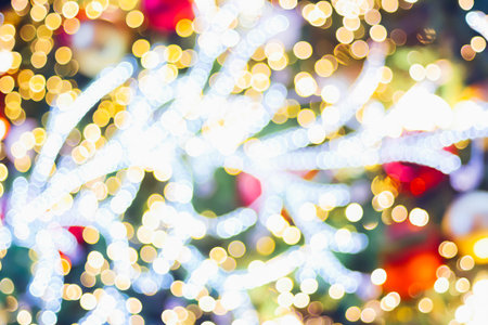 LED light on christmas tree with bokeh blur for christmas and new year day