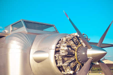 Retro Airplane with engine and Propellerの写真素材