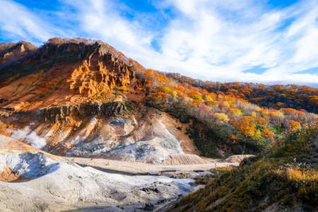 Autumn season at noboribetsu volcano in Hokkaido Japanの写真素材