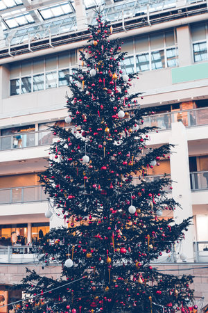 ball and light bulb on christmas tree