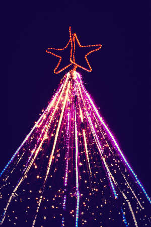 Decoration of Christmas tree light in Christmas dayの写真素材