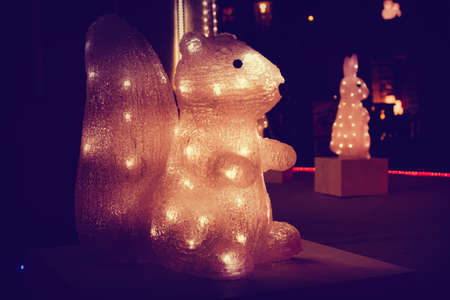 Decoration of animal statue in Christmas dayの写真素材