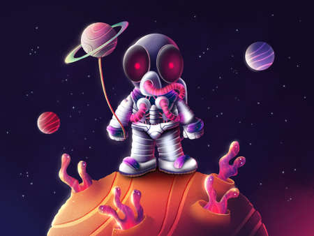 illustration of astronaut in spaceの写真素材