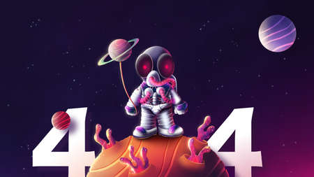 illustration of astronaut in space for 404 website error designの写真素材