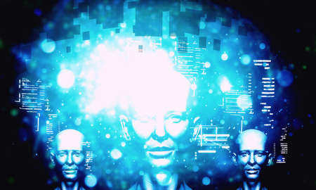 Brain digital illustration intelligence  machine learning concept.の写真素材