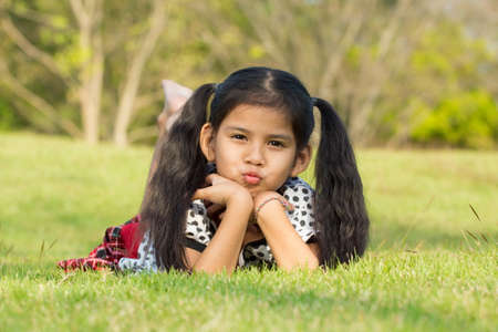 cute kids have fun in the parkの写真素材