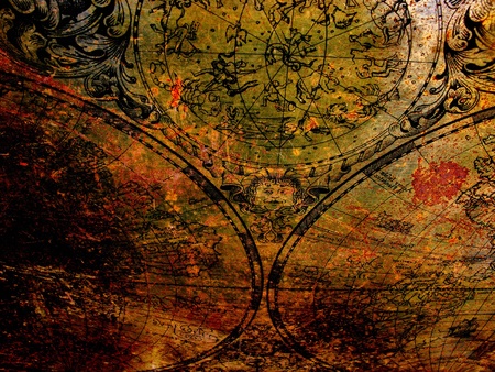 Old map on rusty metalの写真素材