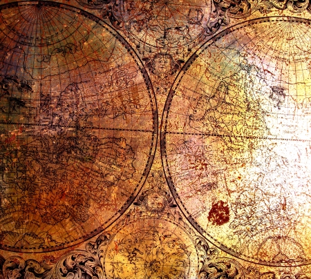 Old map on rusty metalの写真素材