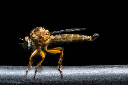 Close up photos Robberfly black background